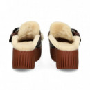 Zueco Hebilla Vivo Pelo Piel Negro  4CCCCEES