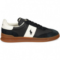 Banda Blanca Deportivo Piel Negro  POLO RALPH LAUREN