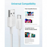 ANKER 322 Cable Usb-a a Usb-c Trenzado 1.8M 45W Blanco