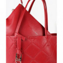Shopper Efecto Piel Monograma Rombos Logo Ovalado Colgante Rojo.  LOLA CASADEMUNT