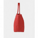 Shopper Efecto Piel Monograma Rombos Logo Ovalado Colgante Rojo.  LOLA CASADEMUNT