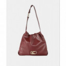 Bolso Shopper Efecto Piel con Logo Lc Ovalado Burdeos  LOLA CASADEMUNT