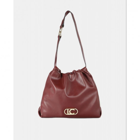 Bolso Shopper Efecto Piel con Logo Lc Ovalado Burdeos  LOLA CASADEMUNT
