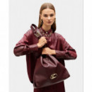 Bolso Shopper Efecto Piel con Logo Lc Ovalado Burdeos  LOLA CASADEMUNT