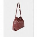 Bolso Shopper Efecto Piel con Logo Lc Ovalado Burdeos  LOLA CASADEMUNT