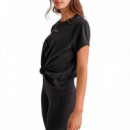 Camiseta de Manga Corta con Nudo Frontal y Logo de Mini Tachuelas  DKNY