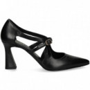 Abierto Lados con Hebilla Piel Negro  LODI