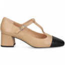 Punta Negro Salon Bebe Piel Beige  UNISA