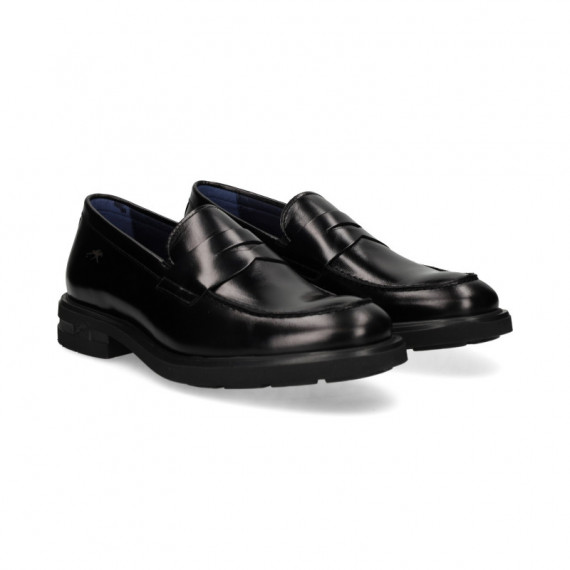 Mocasin Antifaz Piel Negro  FLUCHOS