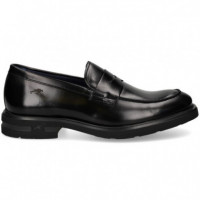 Mocasin Antifaz Piel Negro  FLUCHOS