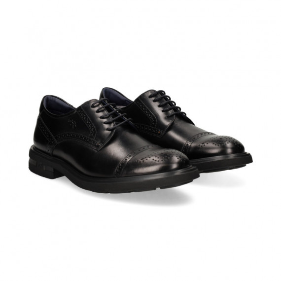 Blucher Partido Picado Piel Negro  FLUCHOS