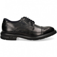 Blucher Partido Picado Piel Negro  FLUCHOS