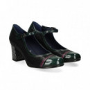 Mercedes Print Multi Piel Verde+negro  FLUCHOS