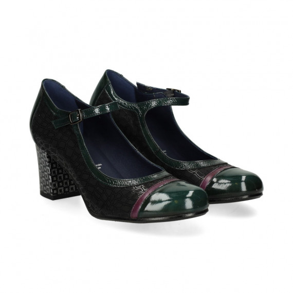 Mercedes Print Multi Piel Verde+negro  FLUCHOS