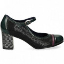 Mercedes Print Multi Piel Verde+negro  FLUCHOS