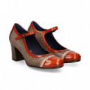 Mercedes Print Multi Piel Teja+beige  FLUCHOS