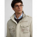 Chaqueta Militar Parches Dye Beige  SILBON