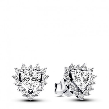 PANDORA Pendientes de Botón Corazón Halo Brillante 293097C01