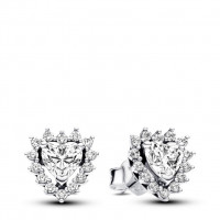 PANDORA Pendientes de Botón Corazón Halo Brillante 293097C01