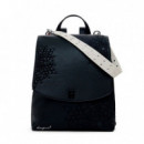 Mochila Solapa Grabados Pequeña  DESIGUAL