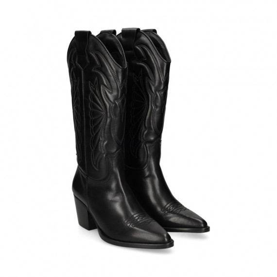 1/2 Bota Cowboy Bordada Piel Negro  VEXED SHOES COMPANY