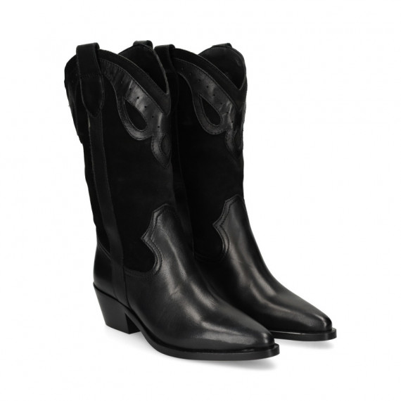 1/2 Bota Cowboy Ante+piel Negro  VEXED SHOES COMPANY