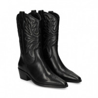 1/2 Bota Cowboy Bordada Piel Negro  VEXED SHOES COMPANY