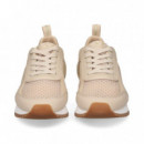 BANDA AE7 PIEL+MALLA ORO+BEIGE