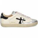 Puntera Plata Deportivo Piel Blanco  PREMIATA