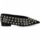 Bailarina Tachas Piel Negro  EXE