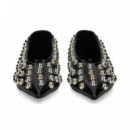 Bailarina Tachas Piel Negro  EXE