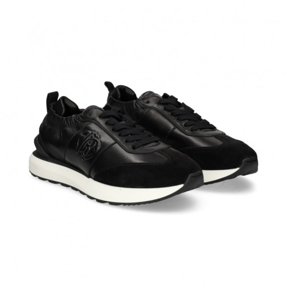 Deportivo Logo Relieve Ante+piel Negro  ROBERTO CAVALLI