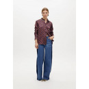 Camisa Estampada en Satén Recta Azul-mar  LOLA CASADEMUNT