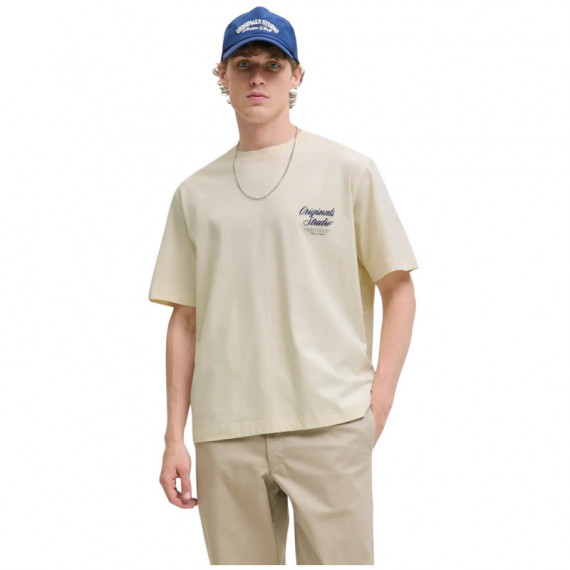 12282898ANTIQUE White Camisetas JACK AND JONES Hombre Jornorrebro Typo Tee Ss Crew Neck Noos