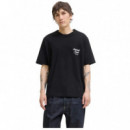 12282898BLACK Camisetas JACK AND JONES Hombre Jornorrebro Typo Tee Ss Crew Neck Noos