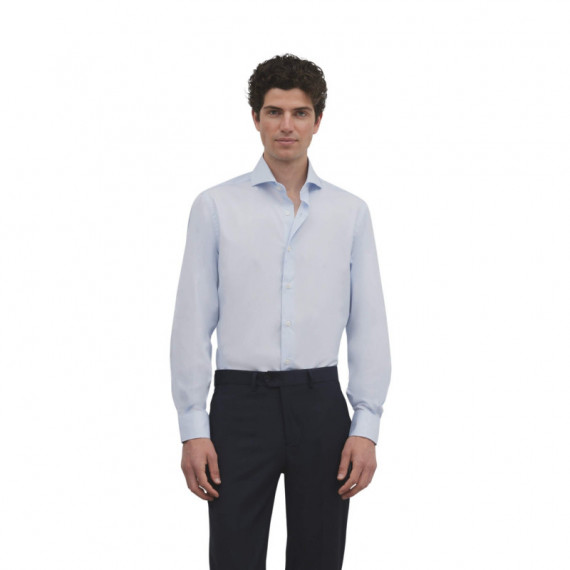 125619 Camisas SILBON Hombre Vestir Mini Rayas Celeste Puño Simple