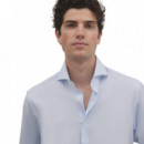 125619 Camisas SILBON Hombre Vestir Mini Rayas Celeste Puño Simple