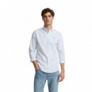 131234 Camisas SILBON Hombre Sport Oxford Rayas Verde Claro