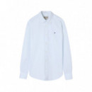 131234 Camisas SILBON Hombre Sport Oxford Rayas Verde Claro