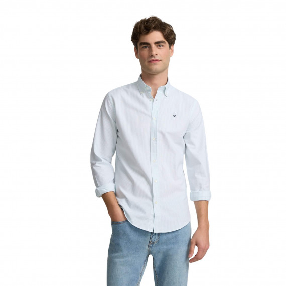 131054 Camisas SILBON Hombre Sport Oxford Rayas Aguamarina