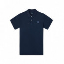 130990 Polos SILBON Hombre Clasico Raqueta Smile Azul Marino