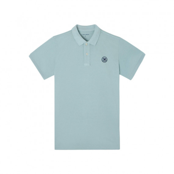 130992 Polos SILBON Hombre Clasico Raqueta Smile Celeste