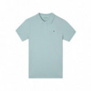 131403 Polos SILBON Hombre Clasico Liso Azul Claro (180047)