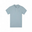131404 Polos SILBON Hombre Clasico Liso Azul Gris
