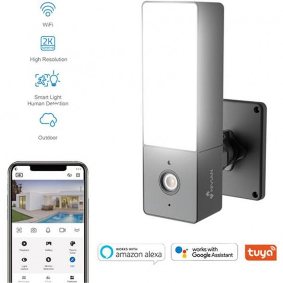 NIVIAN Cámara Vigilancia Exterior Wifi 2K con Foco
