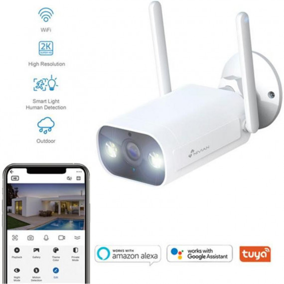 NIVIAN Cámara de Vigilancia Exterior Wifi 2K