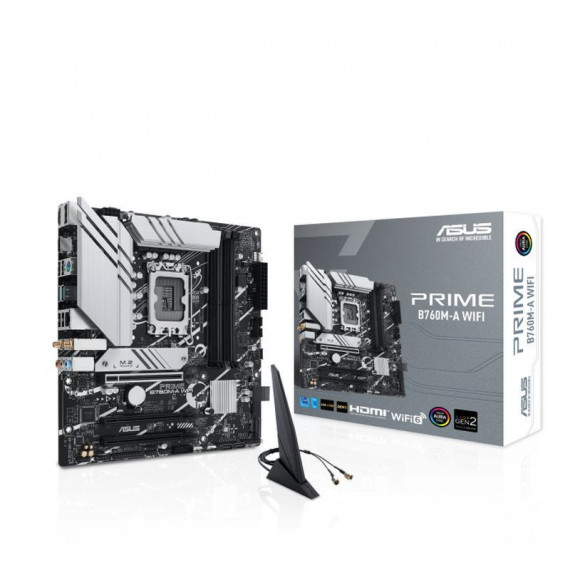 ASUS Placa Base Prime B760M-A Wifi M-atx LGA1700 Gen 14.ª - 12.ª - 13.ª / 4X DDR5 / 1 X Dp/ 2X HDMI / 2XM.2 / Wi-fi 6/ARGB/MATX