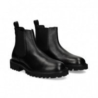 Botin Elasticos Goma Dientes Piel Negro  HUGO BOSS