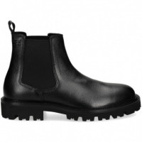 Botin Elasticos Goma Dientes Piel Negro  HUGO BOSS