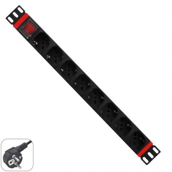 Regleta 8 Enchufes Schuko con Protección para Rack WPN-PDU-G01-08  WPRACK
